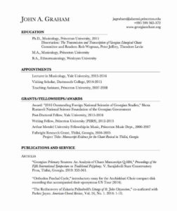 2021 John Graham academic CV
